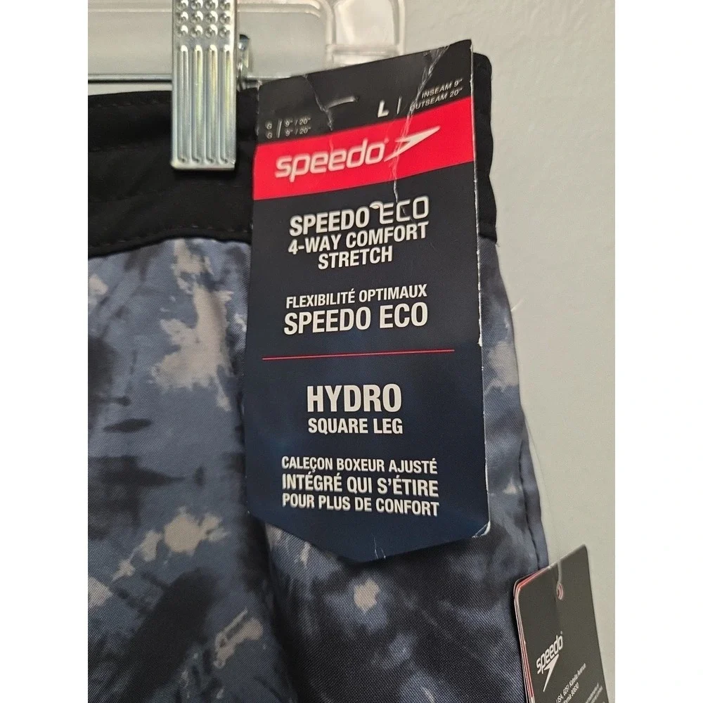 Speedo Mens Swim‎ trunks Size L Hydro Square Leg 4-Way Comfort Stretch UPF 50+